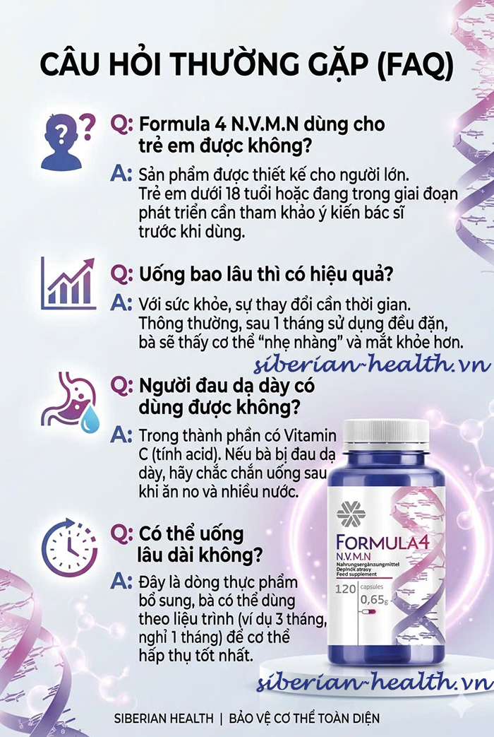 Khi sử dụng Formula 4 NVMN Siberian Wellness cần lưu ý những gì