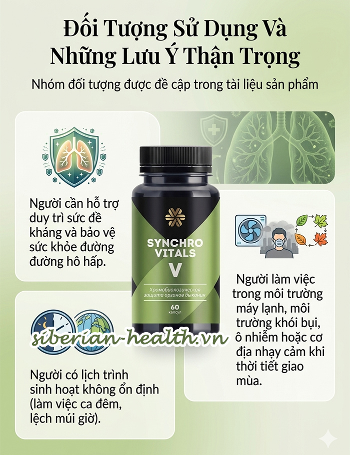 Đối tượng sử dụng Synchrovitals V Siberian Wellness hỗ trợ hô hấp