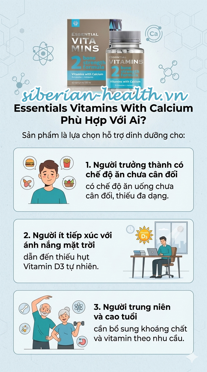 Essentials Vitamins With Calcium Siberian Wellness phù hợp với ai