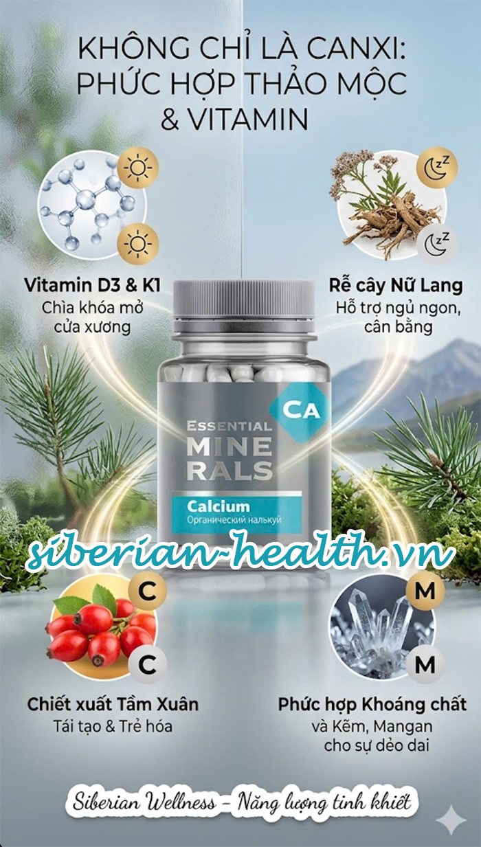 ssential Minerals Calcium Canxi hữu cơ Siberian Wellness