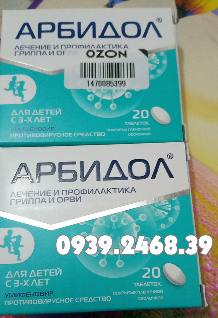 Arbidol xách tay Nga 50 mg hộp 20 viên cho trẻ em 3 đến 6 tuổi