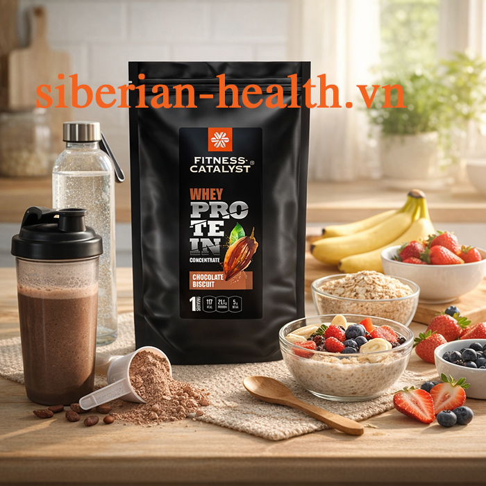 Whey Protein Concentrate Siberian Wellness vị sô cô la  giúp săn chắc cơ mặt