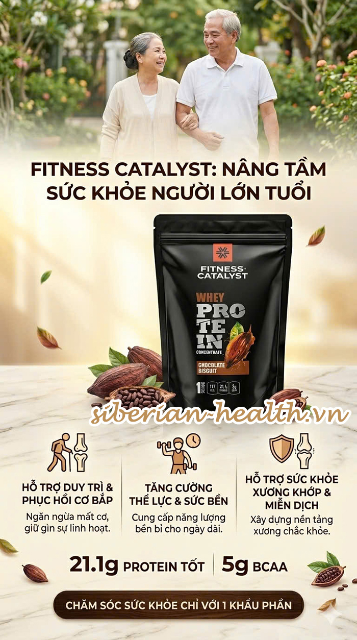 Bổ sung whey protein cho người lớn tuổi giúp duy trì khối lượng cơ và hỗ trợ vận động linh hoạt hơn