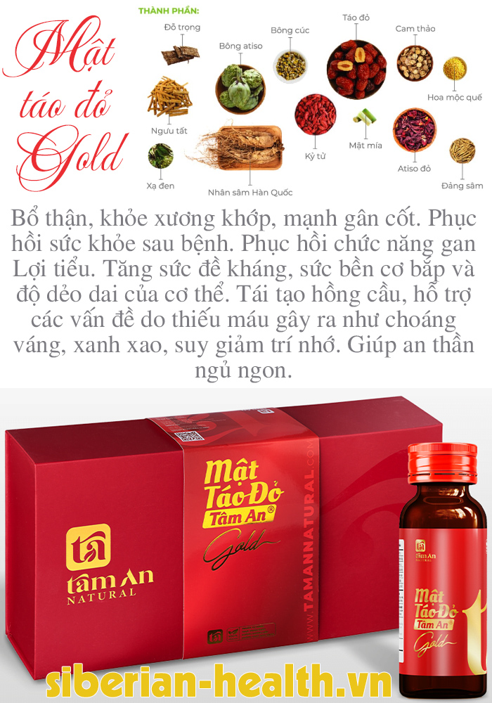 [Hàng chính hãng] Mật Táo Đỏ Gold Tâm An (hộp 6 chai 70 ml)