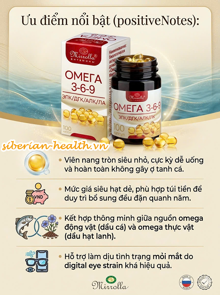 Omega 369 Mirrolla Nga 100 viên với công thức kết hợp omega 3 6 9