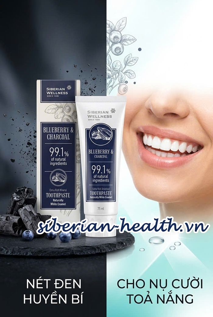 Kem đánh răng làm trắng men răng hương việt quất và than hoạt tính