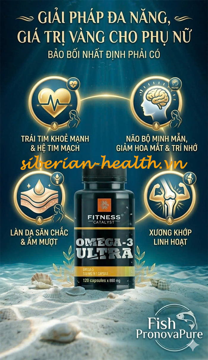 công dụng viên dầu cá cao cấp Ultra Omega 3 Fitness Catalyst Siberian Wellness dành cho phụ nữ