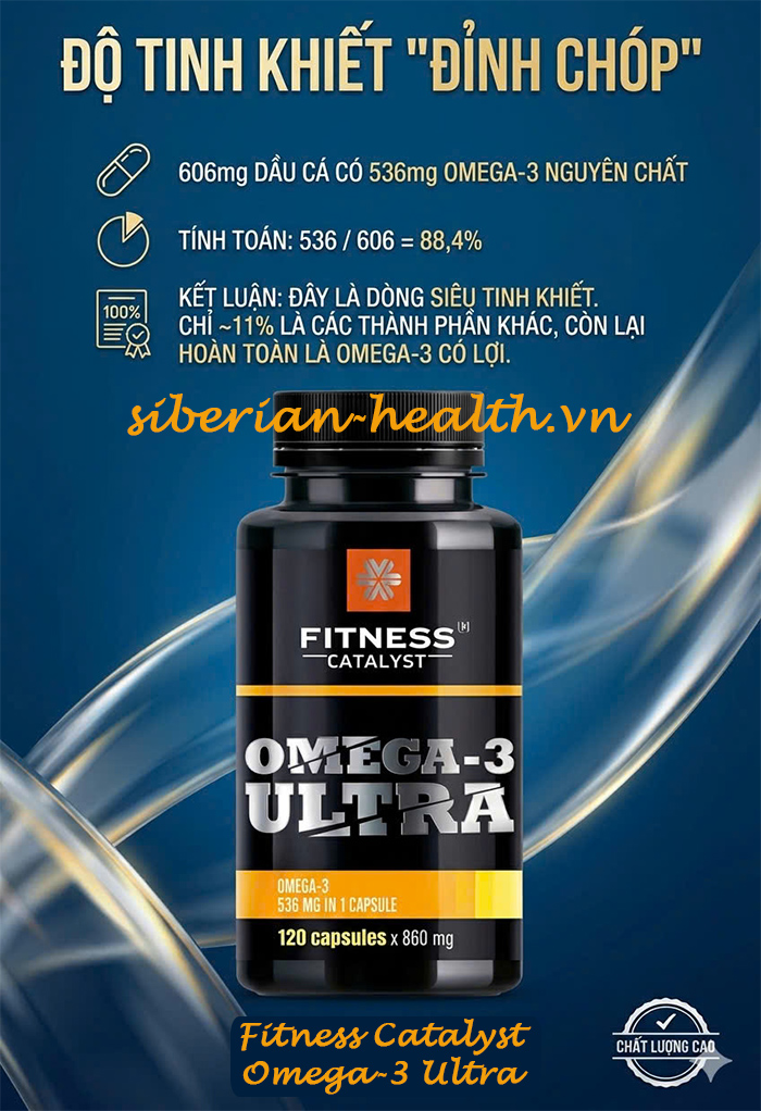 Viên dầu cá Ultra Omega 3 Fitness Catalyst Siberian Wellness cực cao đến 88.45%