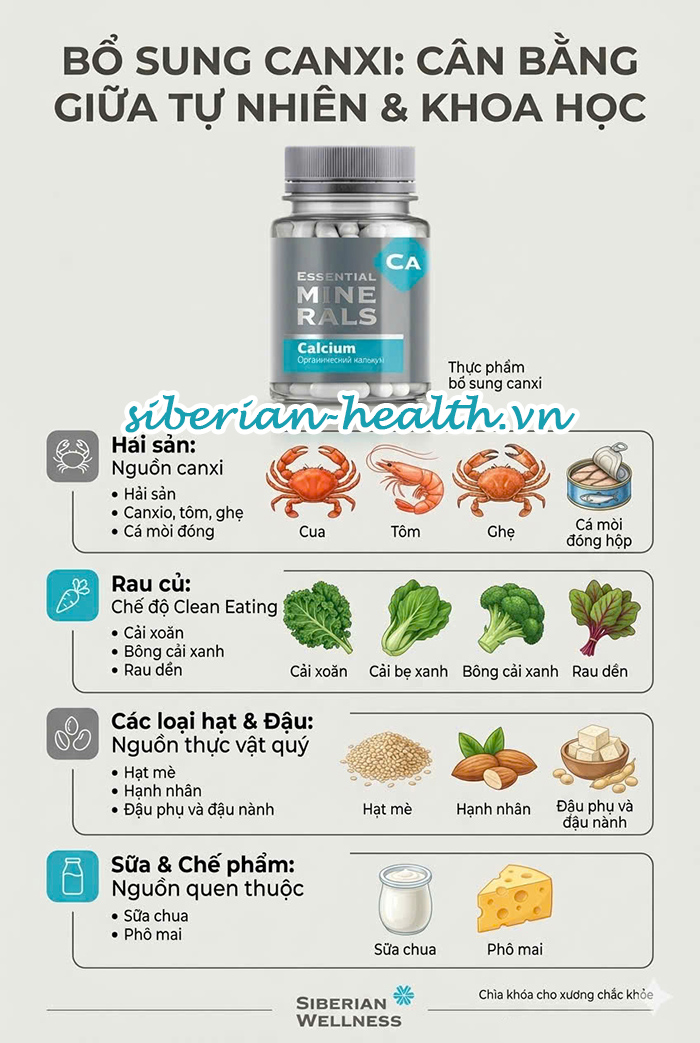 ssential Minerals Calcium Canxi hữu cơ Siberian Wellness